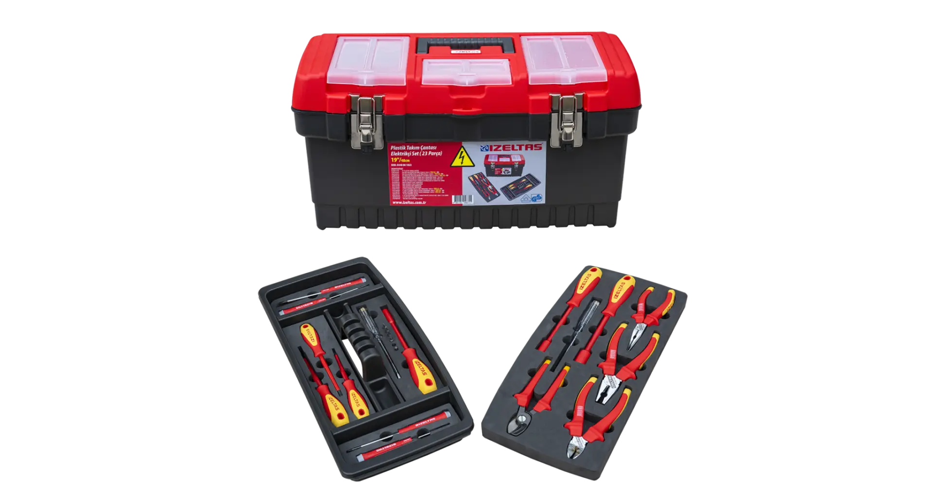 İZELTAŞ 19” Plastik Takım Çantası Elektrikçi Set (23 Parça) 8440 00 1023