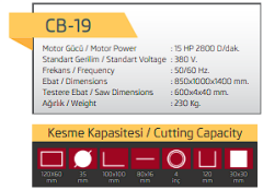 15 Hp Profil Kesme Makinası CB - 19 Yaşar