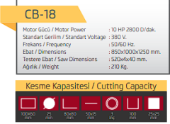Yaşar CB18 10 HP Profil Kesme Makinası