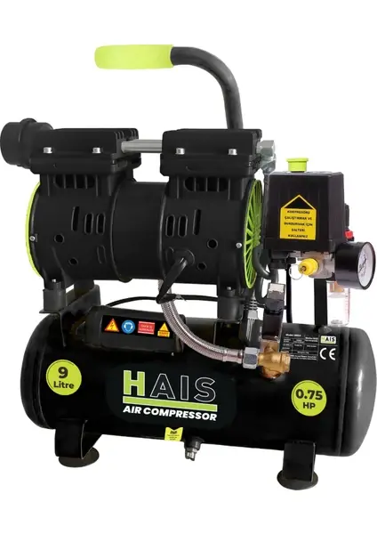 HAIS 9 Litre Sessiz Yağsız Hava Kompresörü 0,75 Hp
