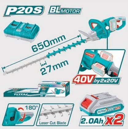 TOTAL THTLI400282 LI-ION AKÜLÜ KÖMÜRSÜZ ŞARJLI ÇİT KESME 40V