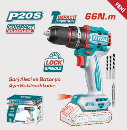 TOTAL TIDLI206681 LI-ION AKÜLÜ KÖMÜRSÜZ DARBELİ MATKAP SOLO