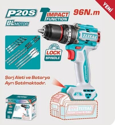 TOTAL TIDLI209681 LI-ION AKÜLÜ KÖMÜRSÜZ DARBELİ MATKAP SOLO