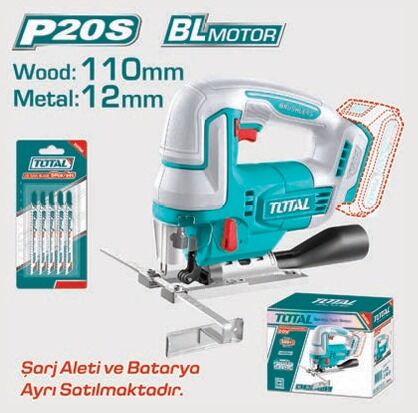 TOTAL TJSLI1008 LI-ION AKÜLÜ KÖMÜRSÜZ DEKUPAJ TESTERESİ - SOLO