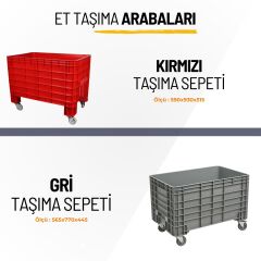 ET TAŞIMA ARABASI 500 KG DÖNER TEKERLİ FRENLİ KIRMIZI