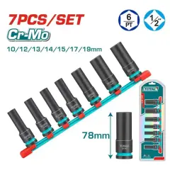 TOTAL THKISD12073L 7 PARÇA 1/2” ALTI KÖȘE DARBELİ UZUN LOKMA SETİ