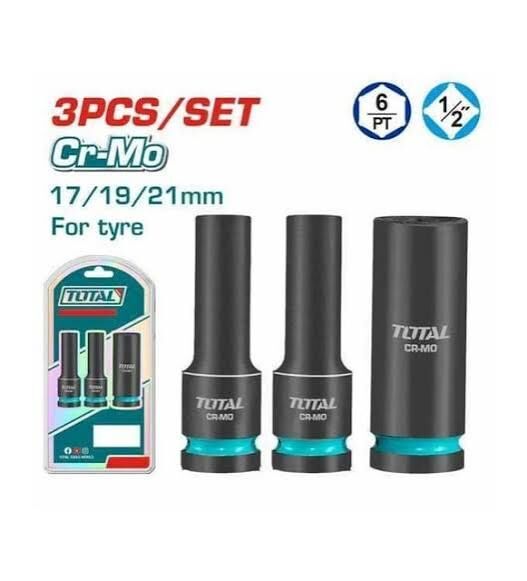 TOTAL THKISD12042L 3 PARÇA 1/2 ALTI KÖŞE DARBELİ DERİN LOKMA SETİ