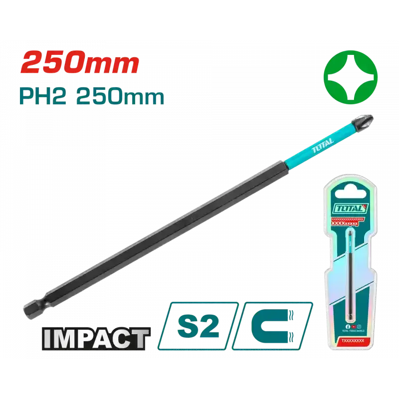 TOTAL TACIM71PH2250 DARBELİ 250MM PH2 BİTS UÇU KARTELALI