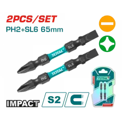 TOTAL TACIM72HL665 DARBELİ 65MM 2 Lİ ÇİFT TARAFLI  PH2+SL6 BİTS UÇ